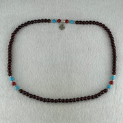 Man Made Red with Blue and Red Agate Beads Necklace 27.08g 52cm 6.4mm 76Beads - Huangs Jadeite and Jewelry Pte Ltd