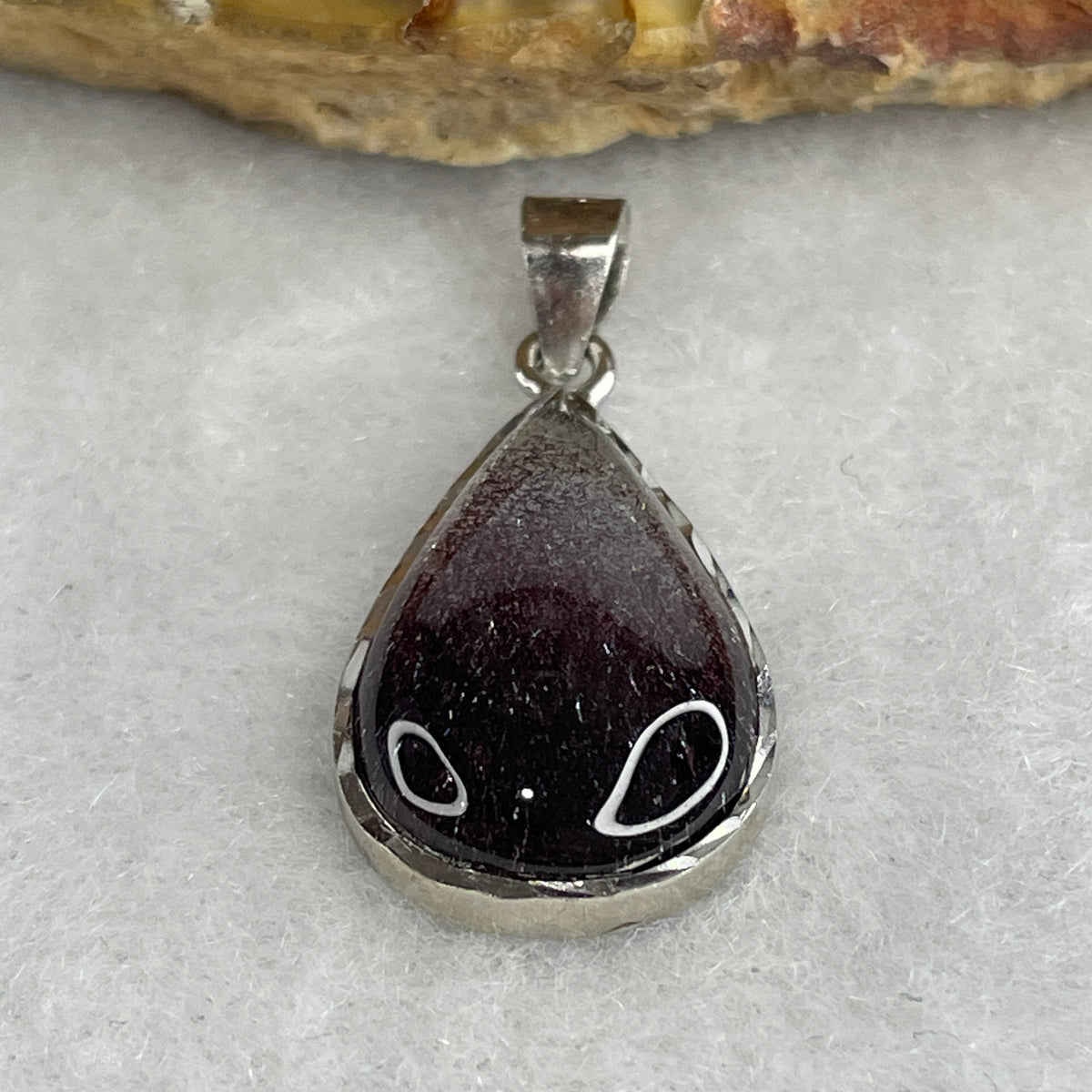 Collectors Grade Natural Firework Super 7 Crystal Teardrop Pendant in S925 Silver Clasp | 17.0mm Firework (1.86g |17.0 by 11.0 by 3.5mm)