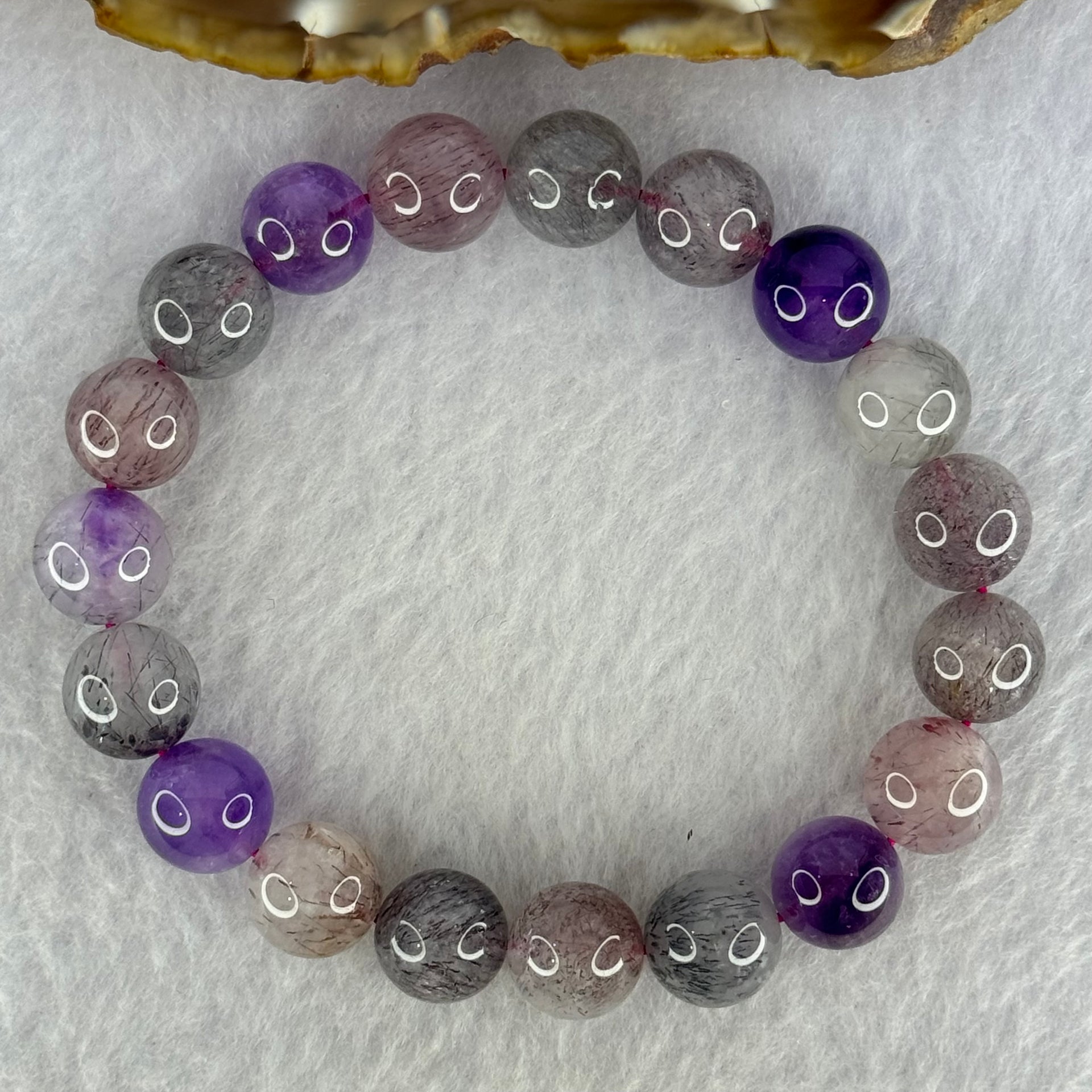Natural Super 7 Beads Bracelet 32.42g 17.5cm 10.8mm 19 Beads - Huangs Jadeite and Jewelry Pte Ltd