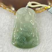 Type A Semi Icy Blueish Green Jadeite Guan Yin With Elephant and Flower Samantha Bodhisattva Pendant 31.38g 58.4 by 38.8 by 7.2mm - Huangs Jadeite and Jewelry Pte Ltd