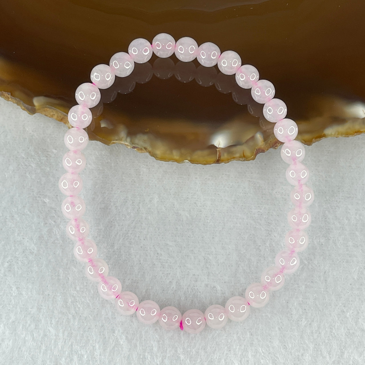 Natural Type A Semi-Icy Pink Jadeite Bracelet | 15.5cm Petite 5.3mm Round Genuine Blush Pink Jade Bead Strand (8.85g, 35 Beads)