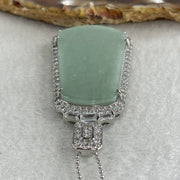 Natural Type A Semi Icy Blueish Green Jadeite Wushipai Necklace in S925 Silver | (17.84g | 42cm S925 | 37.0 x 24.0 x 2.0mm | Unobstructed Peace & Supreme Protection Anchor, Feng Shui Harmony & Executive Calm Necklace) - Huangs Jadeite and Jewelry Pte Ltd