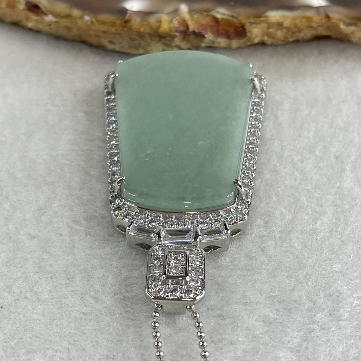 Natural Type A Semi Icy Blueish Green Jadeite Wushipai Necklace in S925 Silver | (17.84g | 42cm S925 | 37.0 x 24.0 x 2.0mm | Unobstructed Peace & Supreme Protection Anchor, Feng Shui Harmony & Executive Calm Necklace) - Huangs Jadeite and Jewelry Pte Ltd