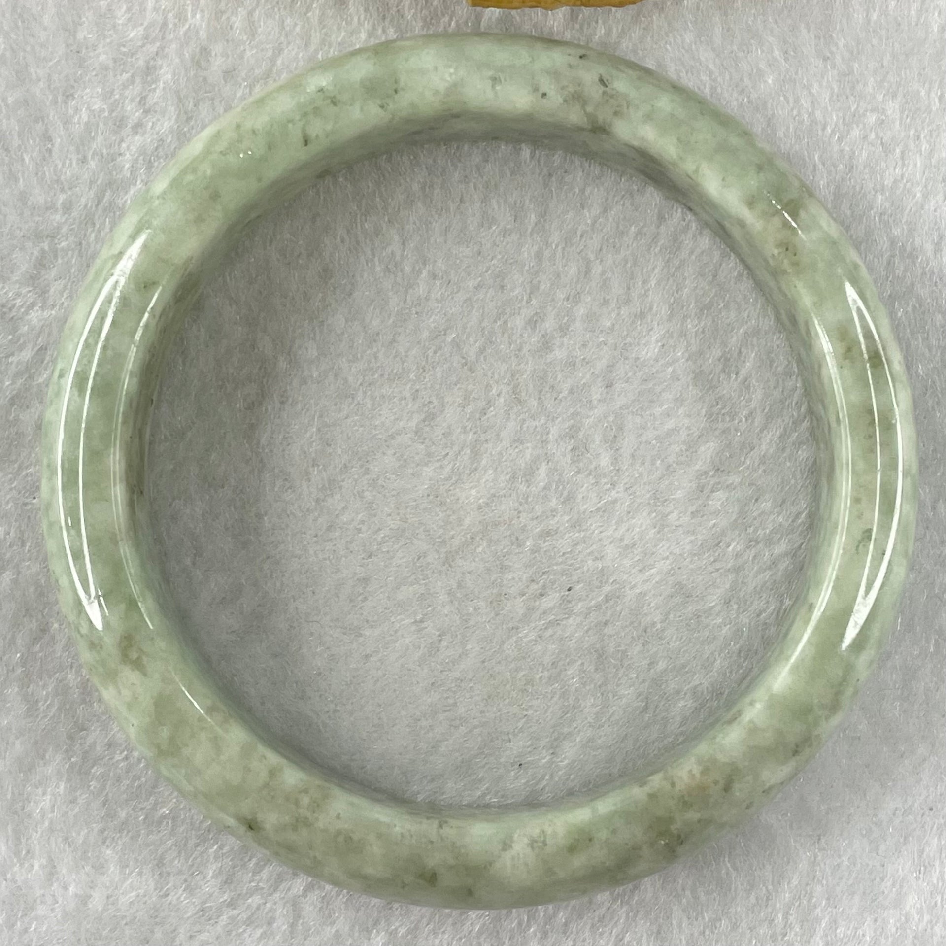 Type A Green with White Patches Jadeite Bangle 54.20g Internal Diameter 56.6mm 13.6 by 7.8mm (Very Fine Internal Lines) - Huangs Jadeite and Jewelry Pte Ltd