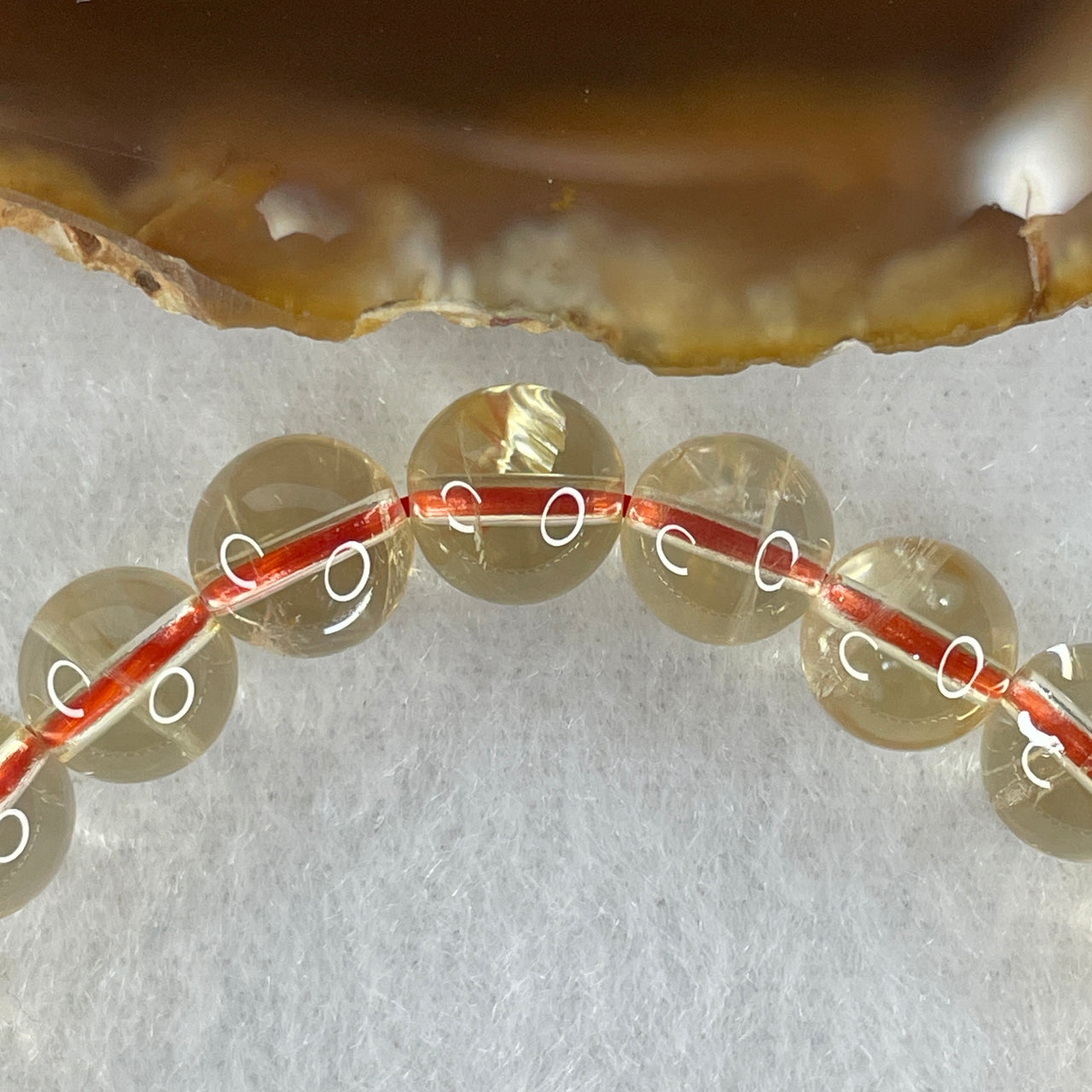 Certified Average Grade Natural Yellow Citrine Crystal Beads Bracelet | 8.2mm Golden Merchant's Stone (18.10g | 16cm Wrist Sizing | 24 Beads)