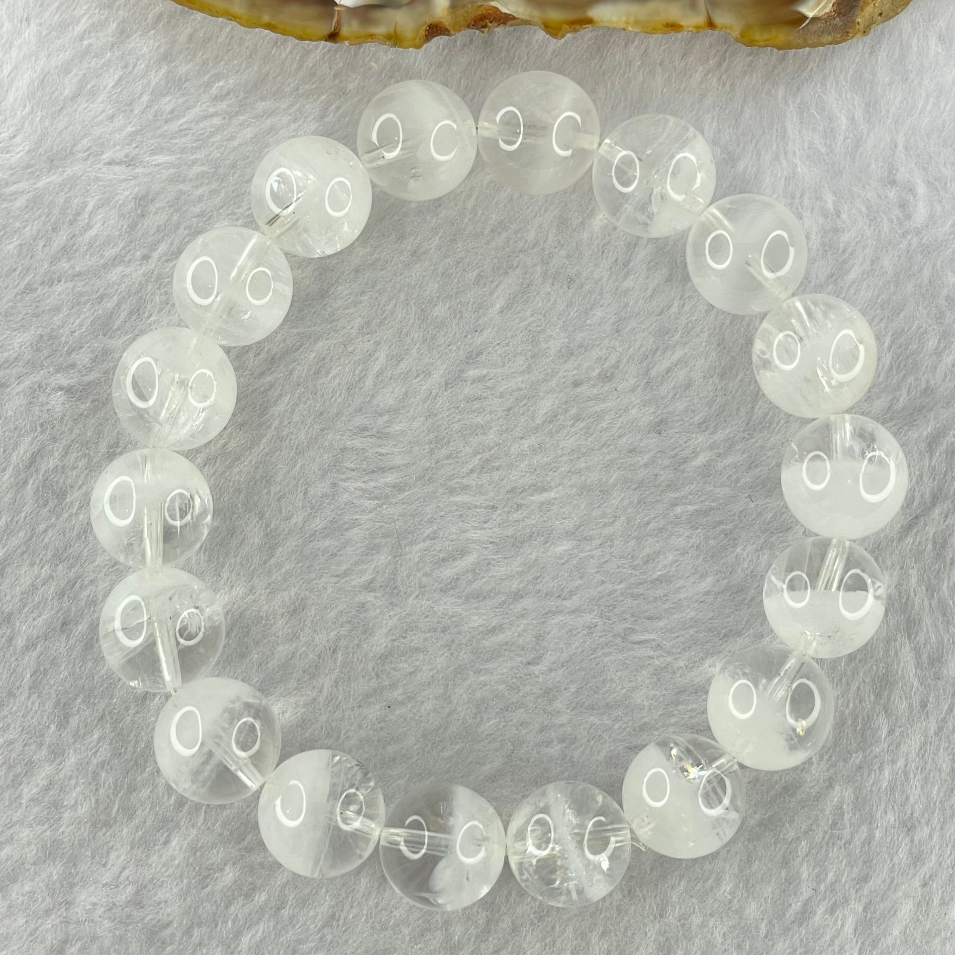 Natural White Phantom Quartz Beads Bracelet 39.95g 18cm 11.9mm 18 Beads - Huangs Jadeite and Jewelry Pte Ltd