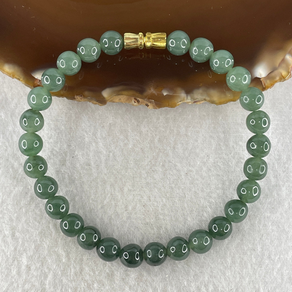Natural Type A Blueish Green Jadeite Beads Bracelet | (13.69g | 16.0cm | 6.5mm x 28 Beads | Throat & Heart Chakra Synergy, Strategic Wisdom & Feng Shui Prosperity Catalyst)