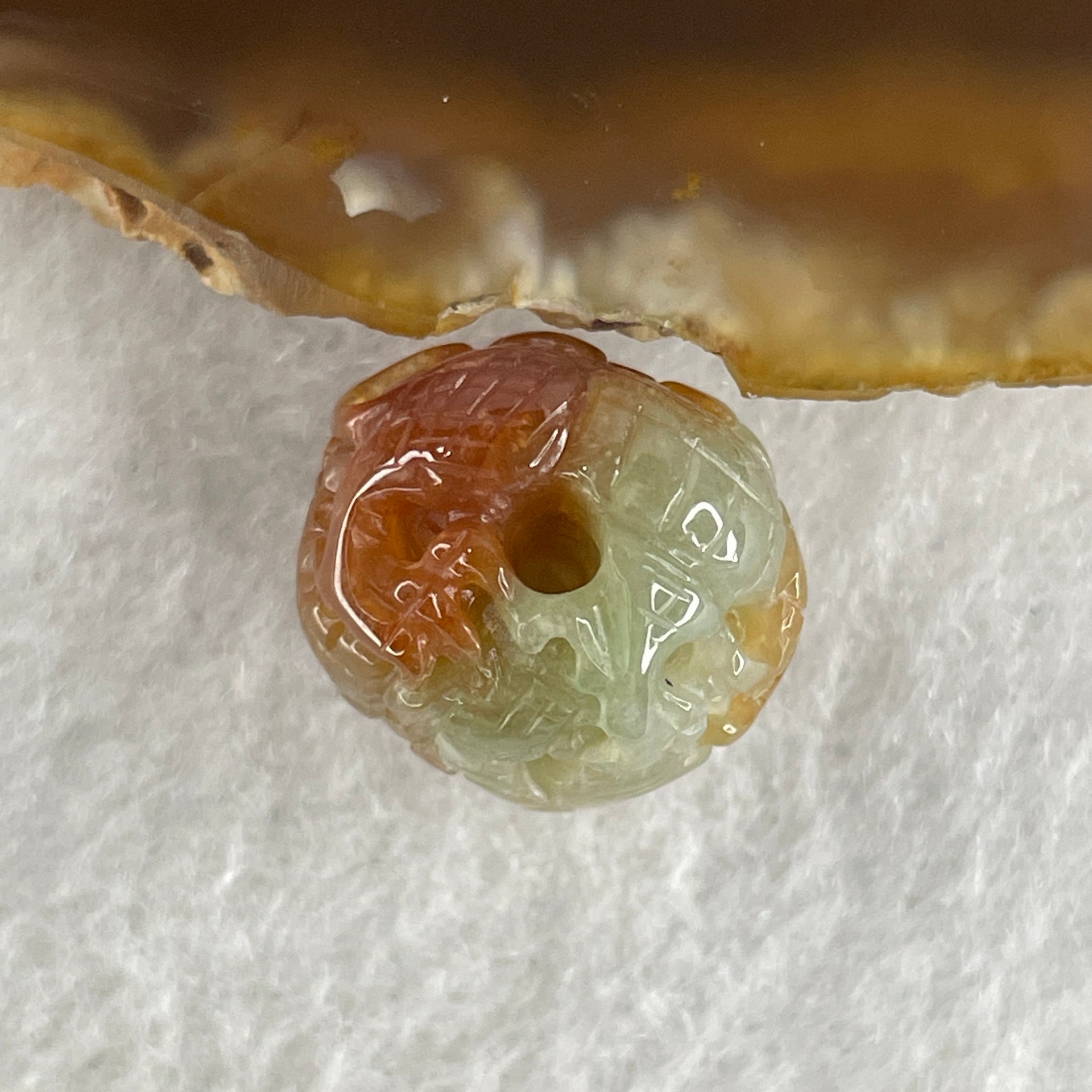 Natural Type A Reddish Brown with Light Green Jadeite Dragon Charm 6.00g 16.6 by 15.9 by 14.1mm - Huangs Jadeite and Jewelry Pte Ltd