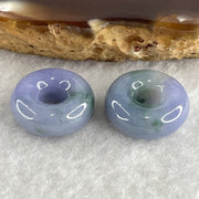 Natural Type A Intense Lavender with Green Piao Hua Jadeite Donut Pair for Setting 5.57g 15.2 by 6.2mm - Huangs Jadeite and Jewelry Pte Ltd