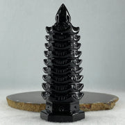 Black Obsidian Pagoda Display 289.4g 49.0 by 45.0 by 129.0mm - Huangs Jadeite and Jewelry Pte Ltd