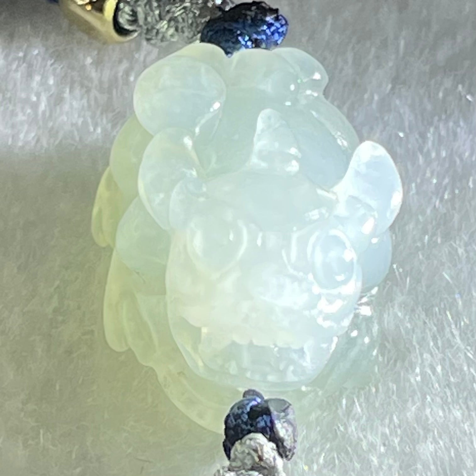 Type A Faint Lavender with Wuji Black Grey Jadeite Male Pixiu String Bracelet 5.37g 13cm 18.0 by 12.2 by 10.6mm - Huangs Jadeite and Jewelry Pte Ltd