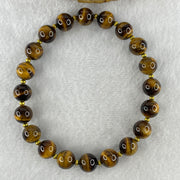 Natural Yellow Tiger's Eye Quartz Beads Bracelet with Charm 31.12g 21cm 10.4mm 20Beads - Huangs Jadeite and Jewelry Pte Ltd