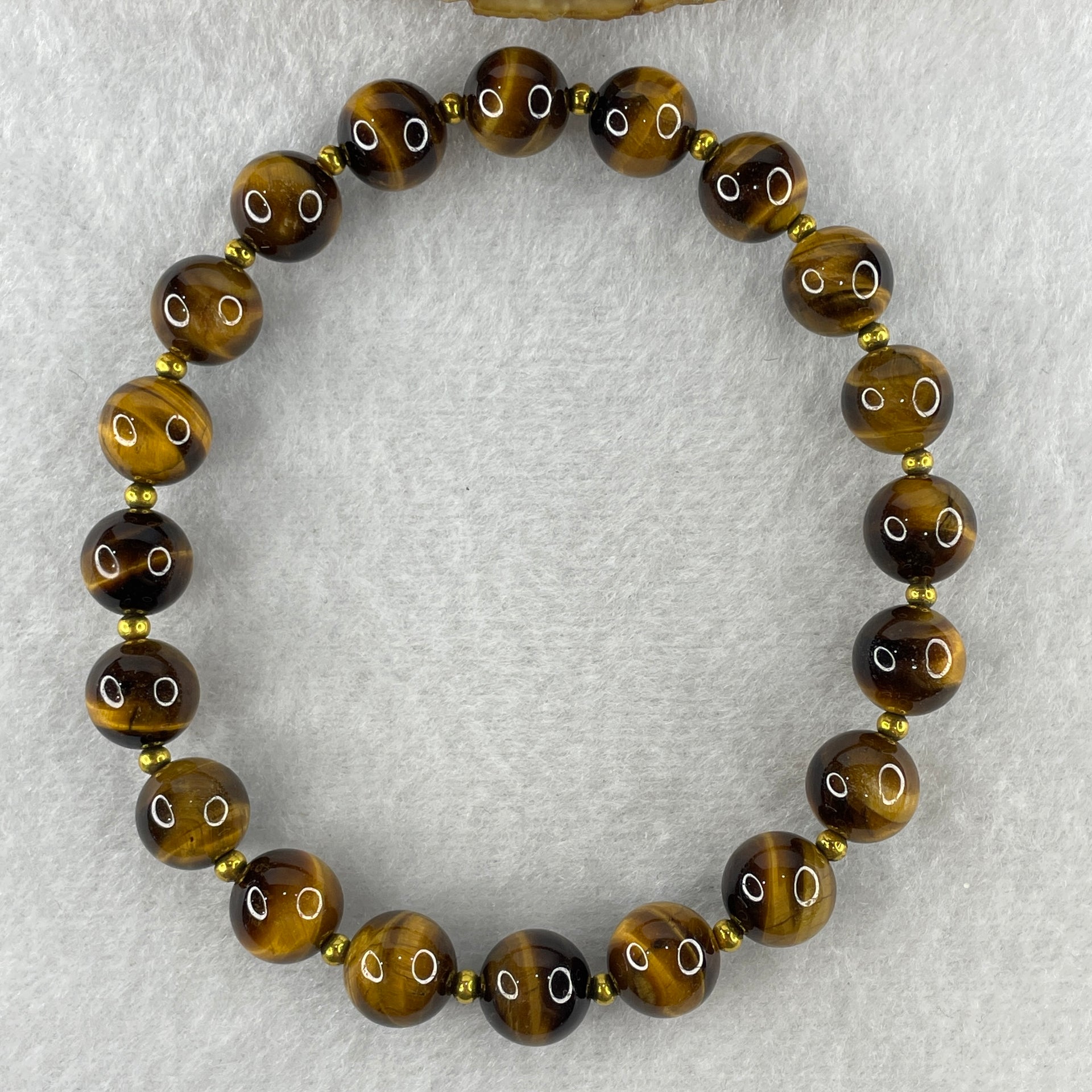 Natural Yellow Tiger's Eye Quartz Beads Bracelet with Charm 31.12g 21cm 10.4mm 20Beads - Huangs Jadeite and Jewelry Pte Ltd