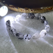 Natural Black Tourmaline Round Beads Bracelet 20.18g 15cm 12.0mm 15Beads - Huangs Jadeite and Jewelry Pte Ltd