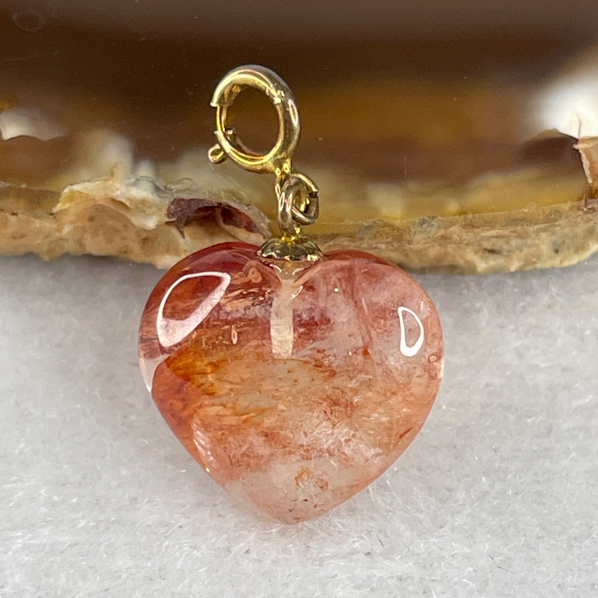 Natural Ferruginous Quartz Heart Shape Charm 1.88g 13.3 by 14.0 by 6.3mm - Huangs Jadeite and Jewelry Pte Ltd