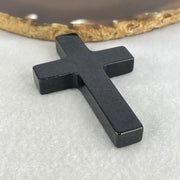 Type A Opaque Black Jadeite Cross Pendant 27.17g 64.5 by 41.3 by 8.1mm - Huangs Jadeite and Jewelry Pte Ltd
