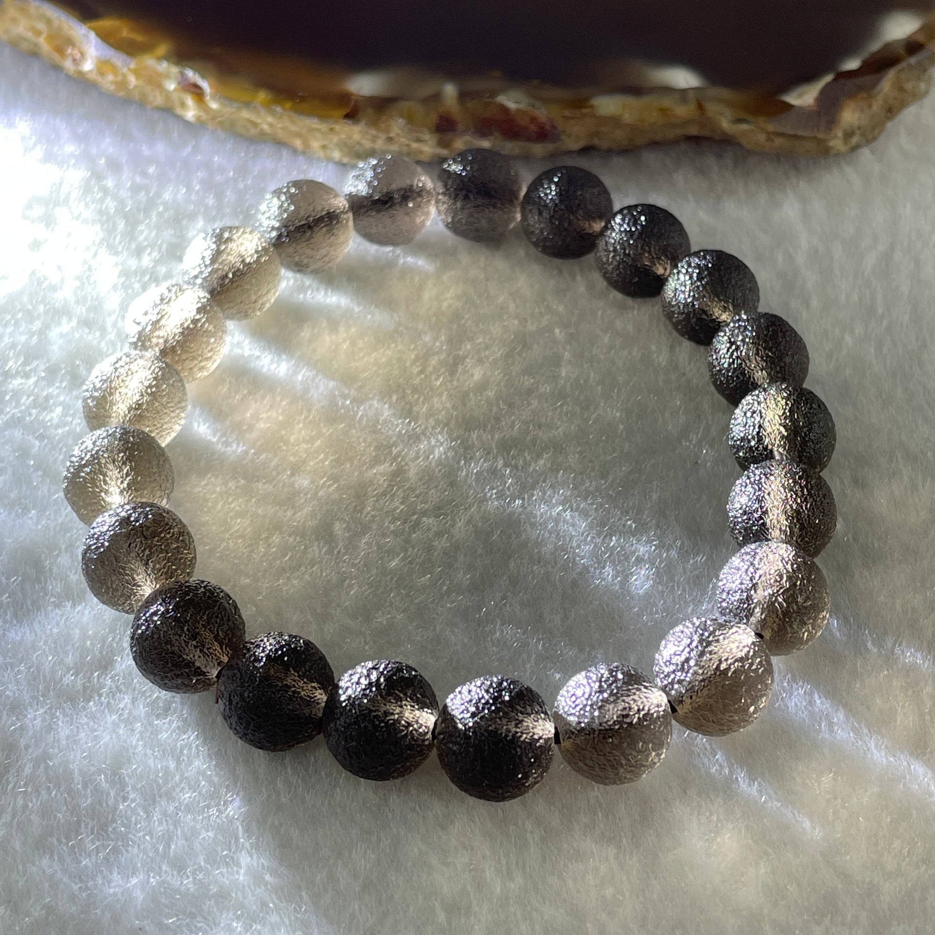 Grey Liuli Beads Bracelet 20.48g 16cm 9.5mm 21Beads - Huangs Jadeite and Jewelry Pte Ltd