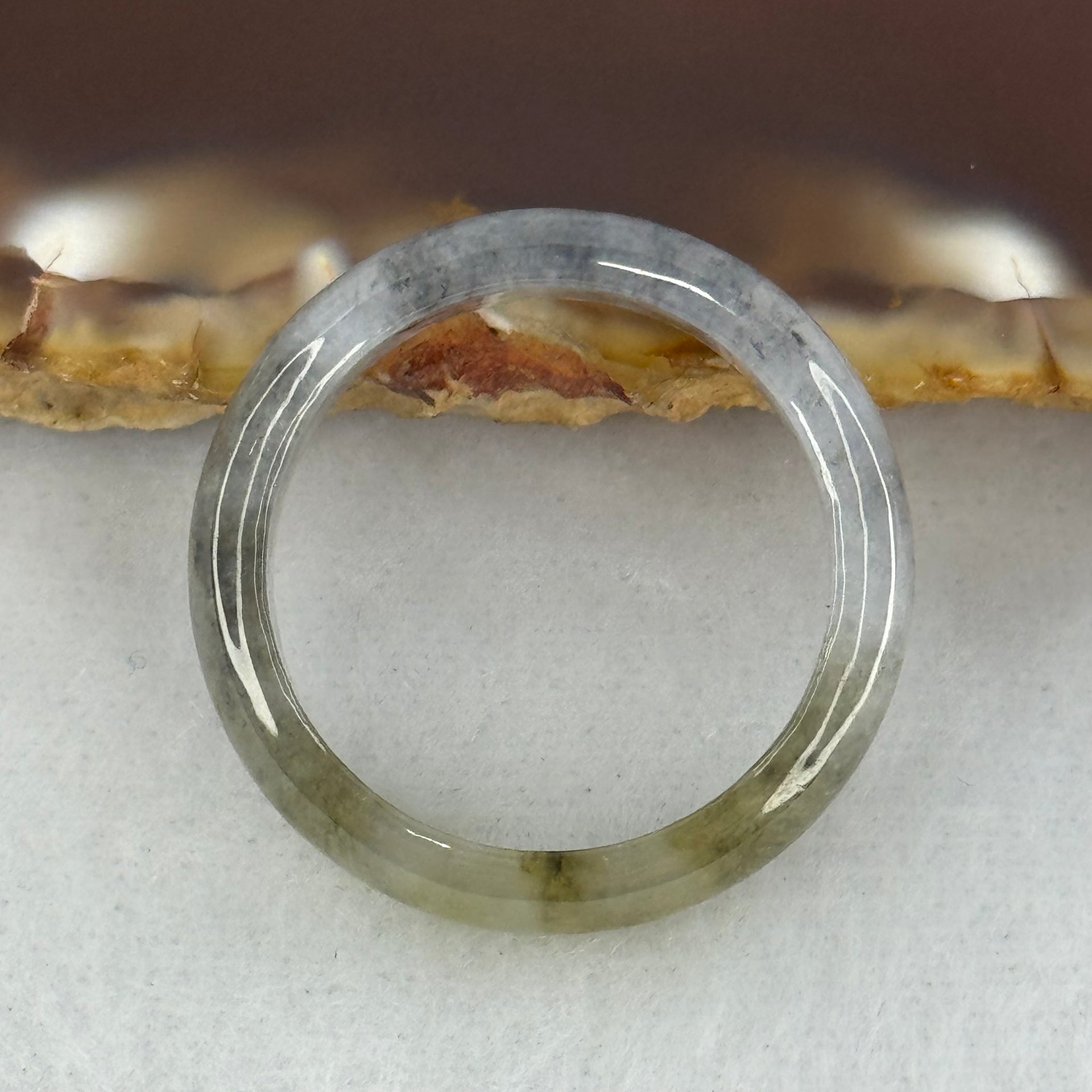 Type A Icy Wuji Black Grey with Yellow Jadeite Ring 3.21g 5.8 by 3.2mm US9.2 HK20.5 (Very Slight Internal Fine Line) - Huangs Jadeite and Jewelry Pte Ltd