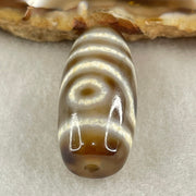 Natural Powerful Tibetan Old Oily Agate 2 Eyes Dzi Bead Heavenly Master (Tian Zhu) 二眼天诛 8.31g 28.9 by 13.7mm - Huangs Jadeite and Jewelry Pte Ltd