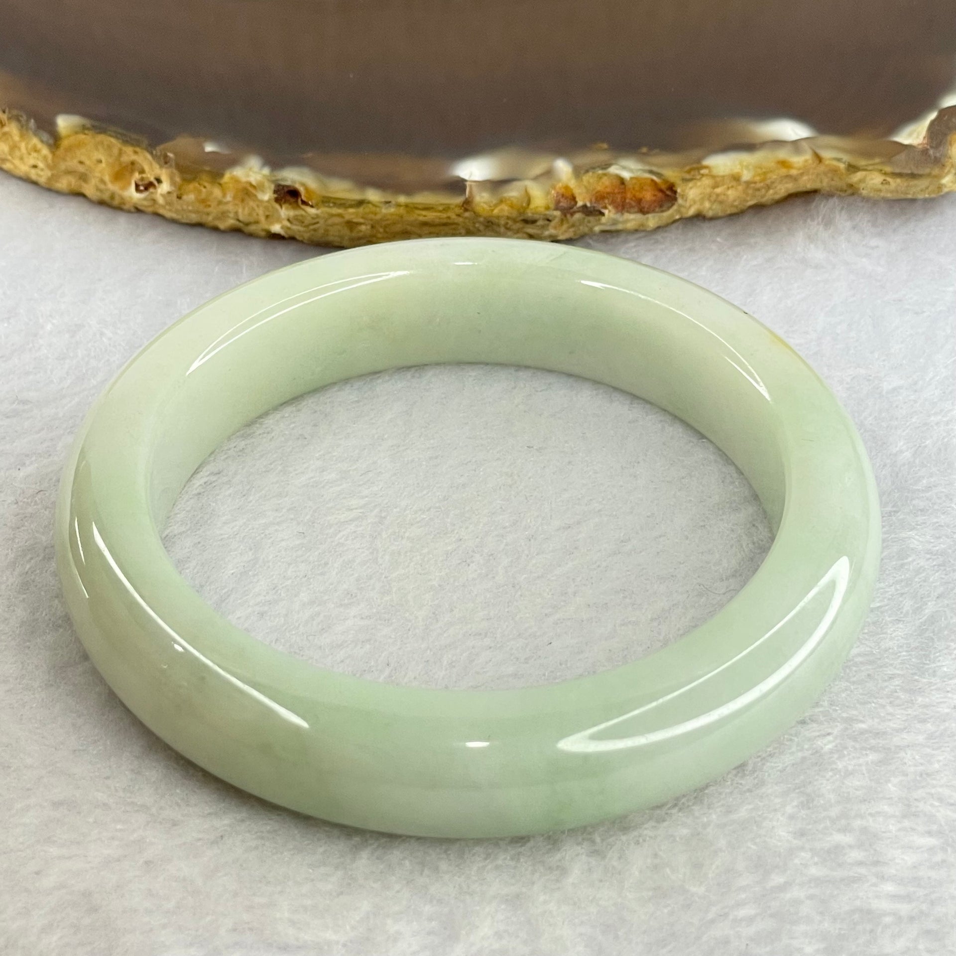 Type A Light Green Jadeite Bangle Internal Diameter 55.5mm 62.19g 12.8 by 8.9mm (External Rough) - Huangs Jadeite and Jewelry Pte Ltd