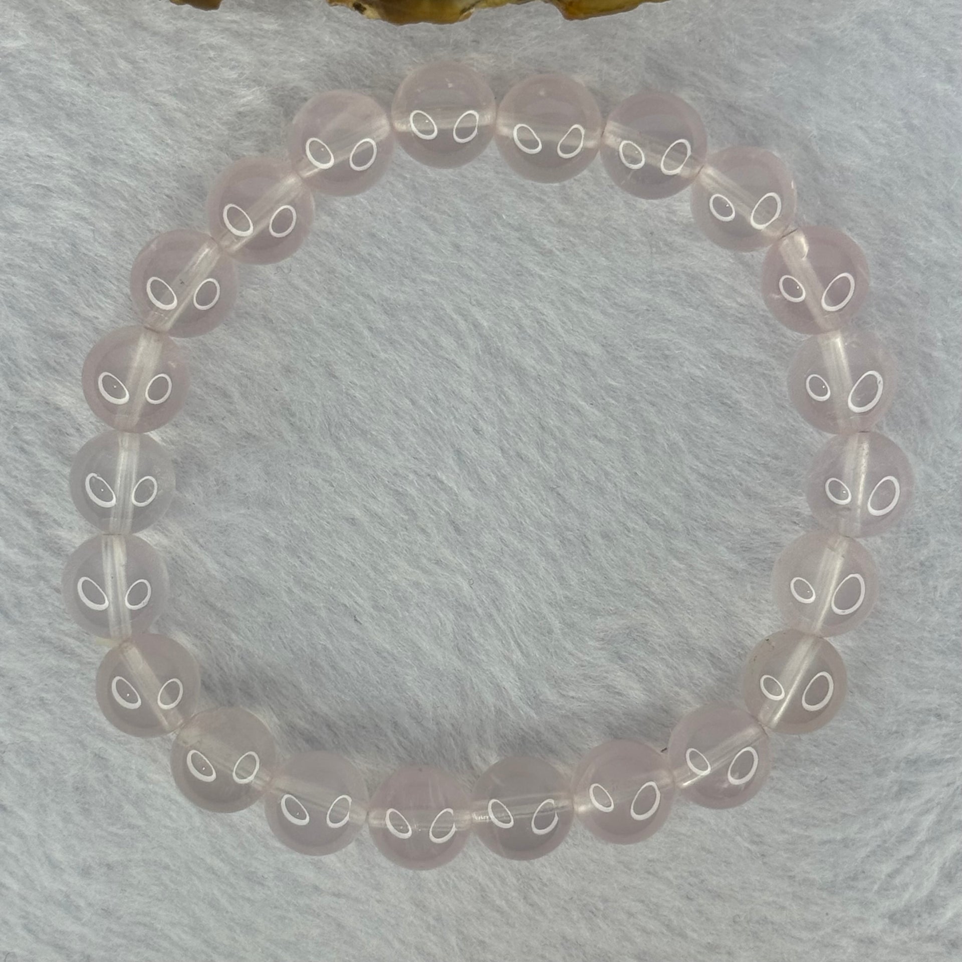 Natural Rose Quartz Beads Bracelet 天然玫瑰石英珠手链 20.54g 16cm 8.9mm 22 Beads - Huangs Jadeite and Jewelry Pte Ltd
