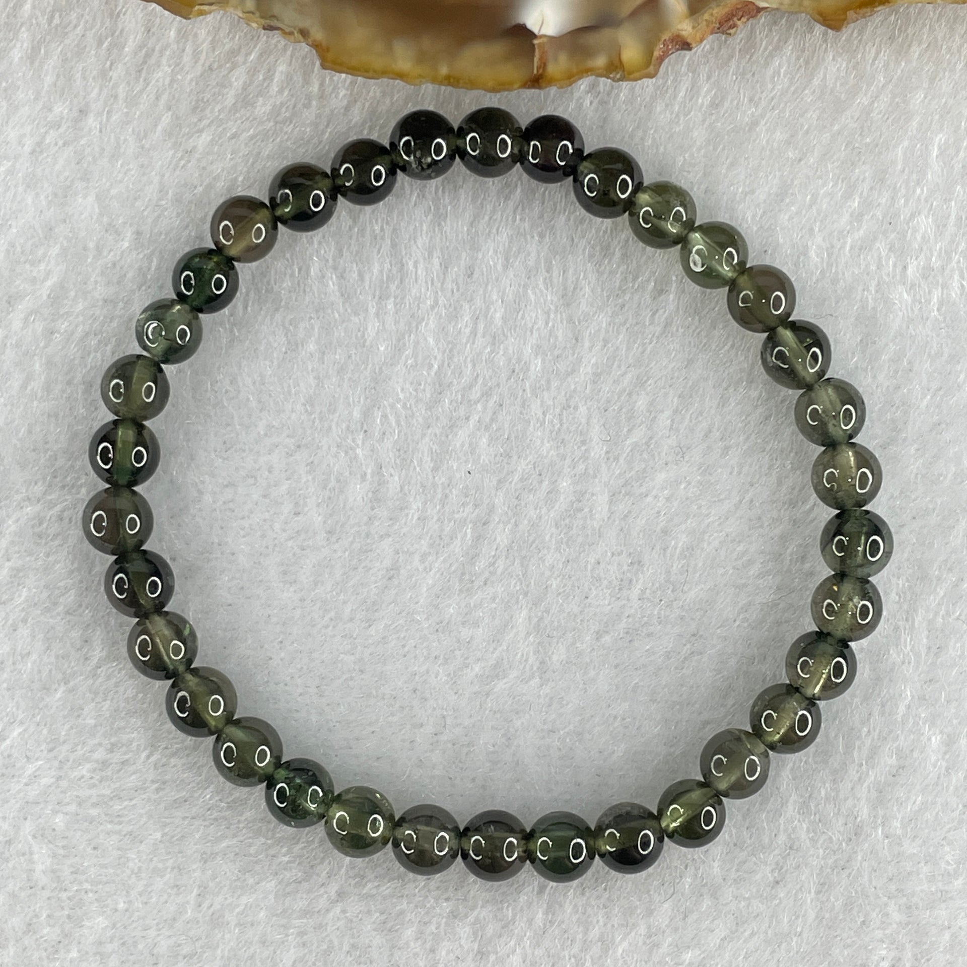 Very Good Grade Natural Green Tourmaline Crystal Bracelet 6.95g 13.5cm 5.2mm 34Beads - Huangs Jadeite and Jewelry Pte Ltd