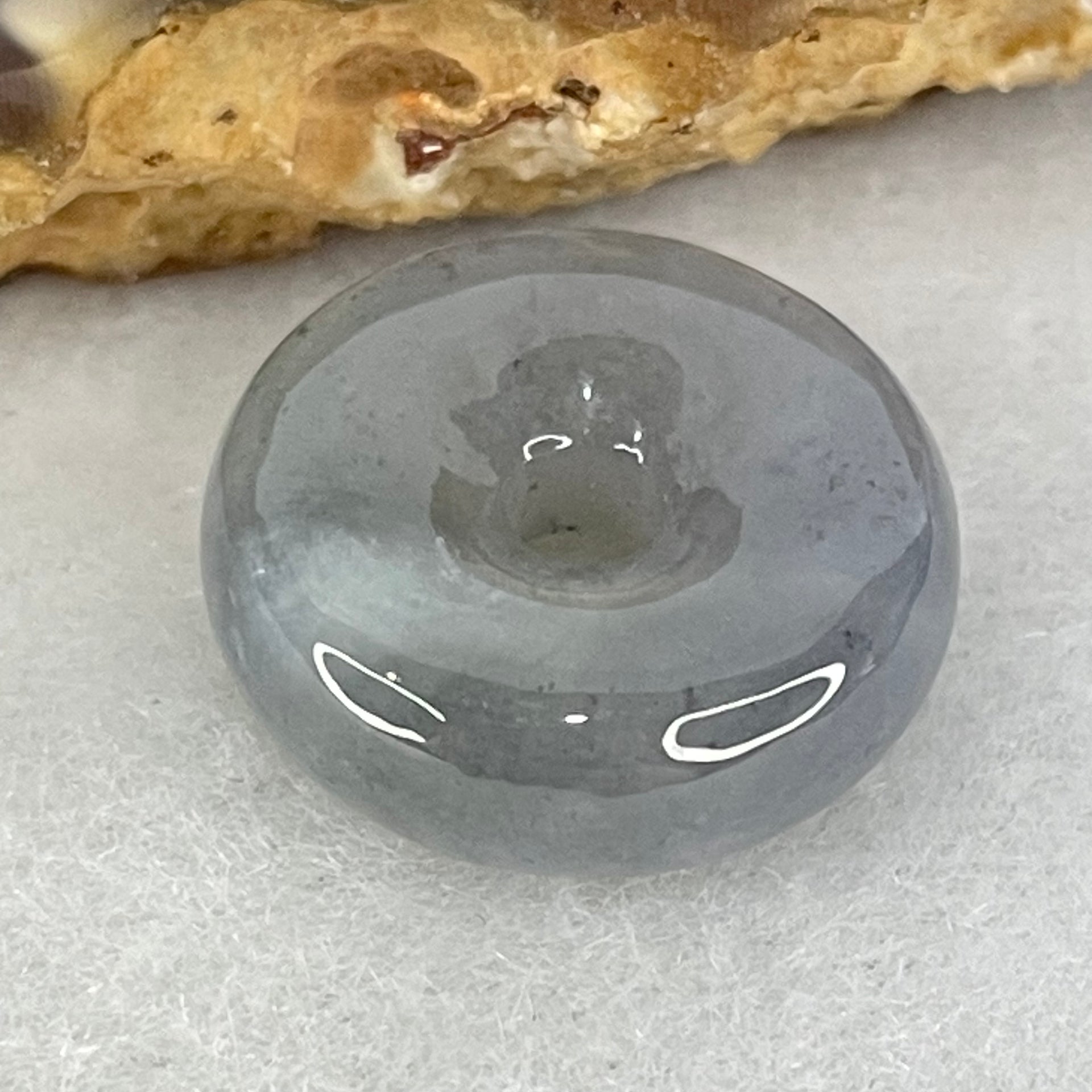 Type A Wuji Grey Jadeite Ping An Kou Donut Charm Pendant 3.33g 16.5 by 5.9mm - Huangs Jadeite and Jewelry Pte Ltd
