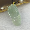 18K Yellow Gold Semi ICY Type A Sky Blue Jadeite Fish 年年有鱼 with String Necklace 4.97g 33.2 by 15.6 by 5.8mm - Huangs Jadeite and Jewelry Pte Ltd
