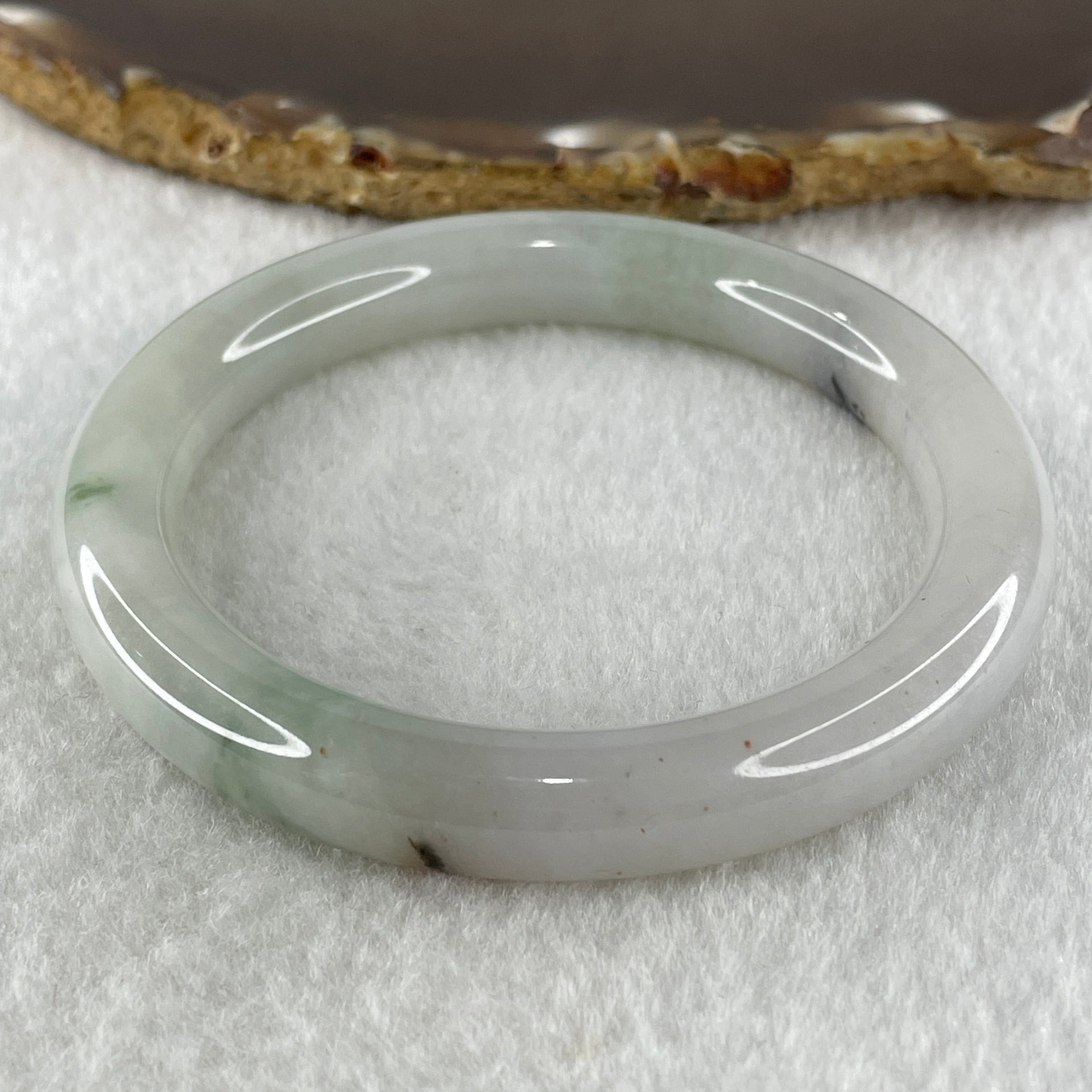 Type A Natural Light Green with Reddish Brown Patches Jadeite Bangle 51.19g Inner Diameter 56.5mm 10.0 by 9.7mm (Internal Lines) - Huangs Jadeite and Jewelry Pte Ltd