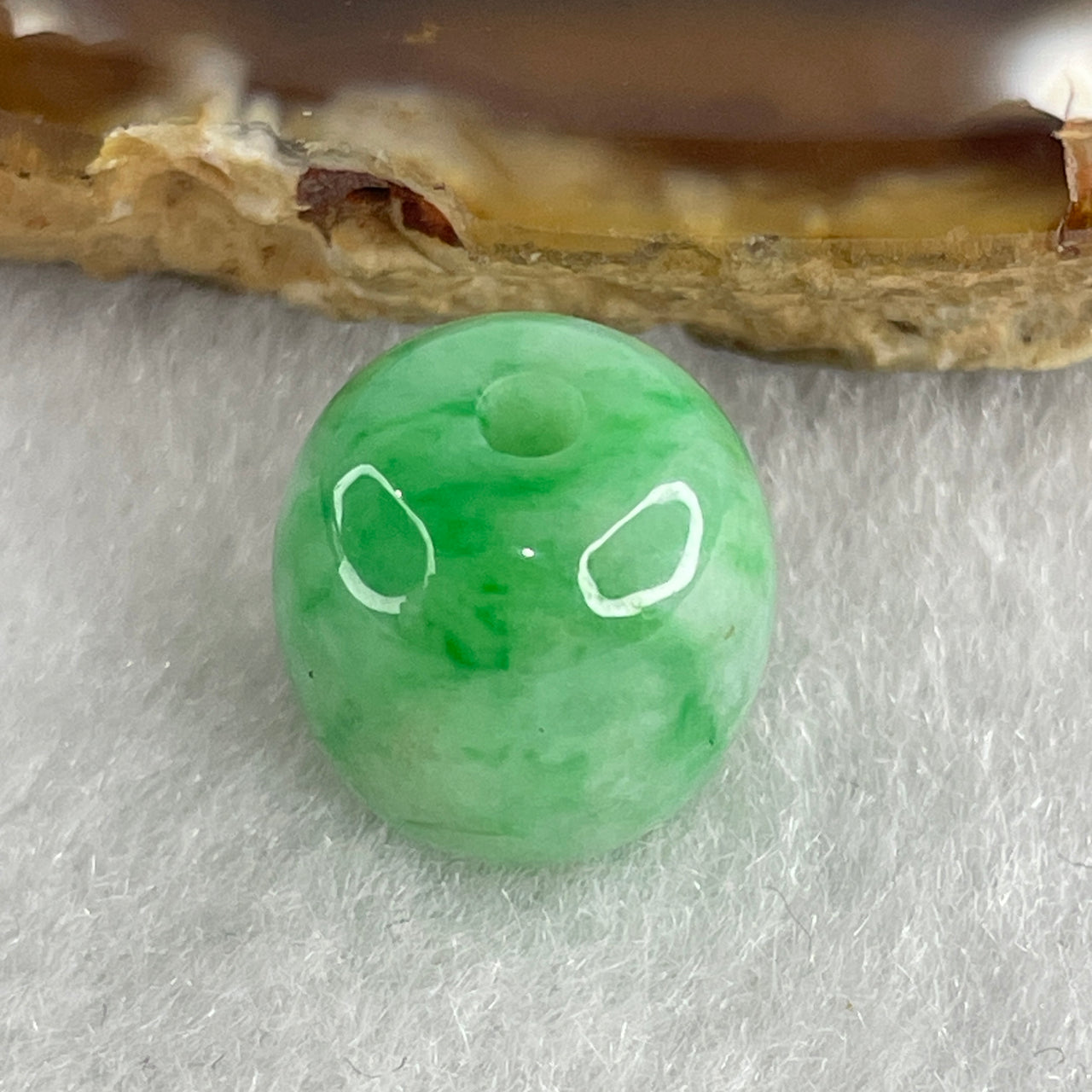 Certified Natural Type A Apple Green Jadeite Lulutong Charm Pendant 3.98g 12.4 by 12.3mm - Huangs Jadeite and Jewelry Pte Ltd
