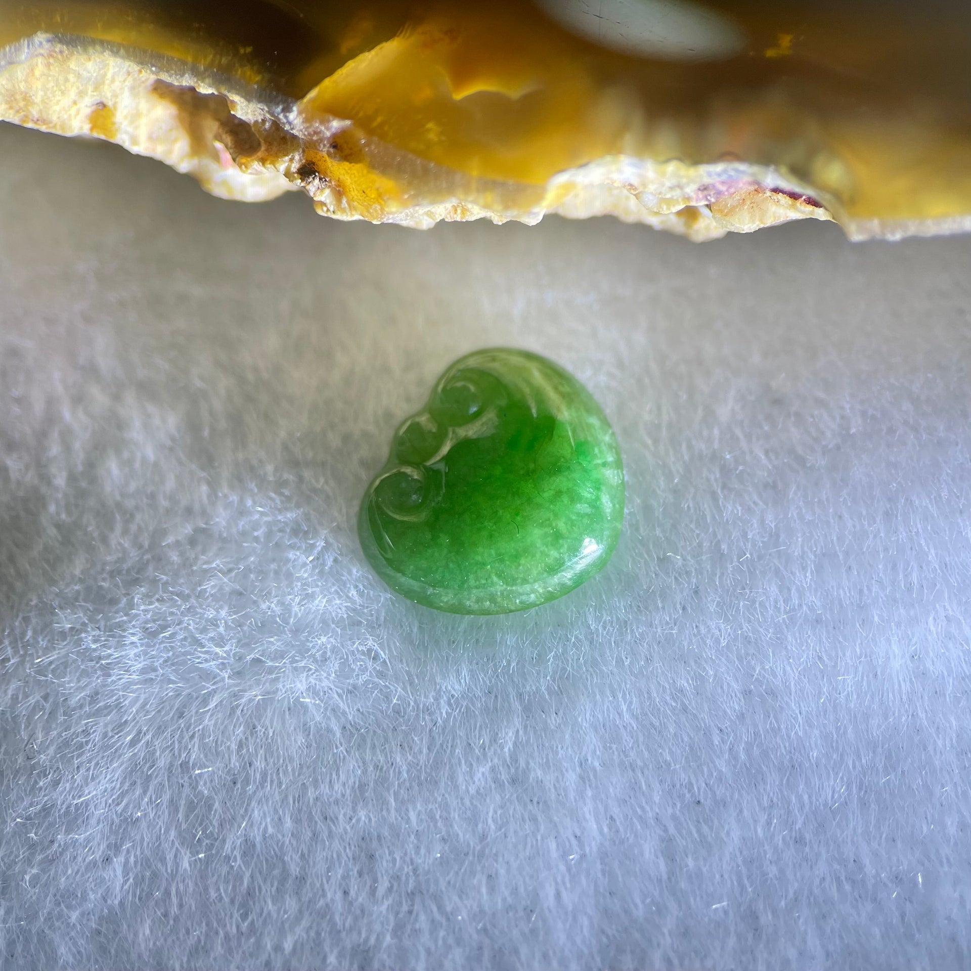 Type A Old Mine Full Green Jadeite Ruyi Charm Stone For Setting 0.39g 9.8 by 8.8 by 2.0mm - Huangs Jadeite and Jewelry Pte Ltd