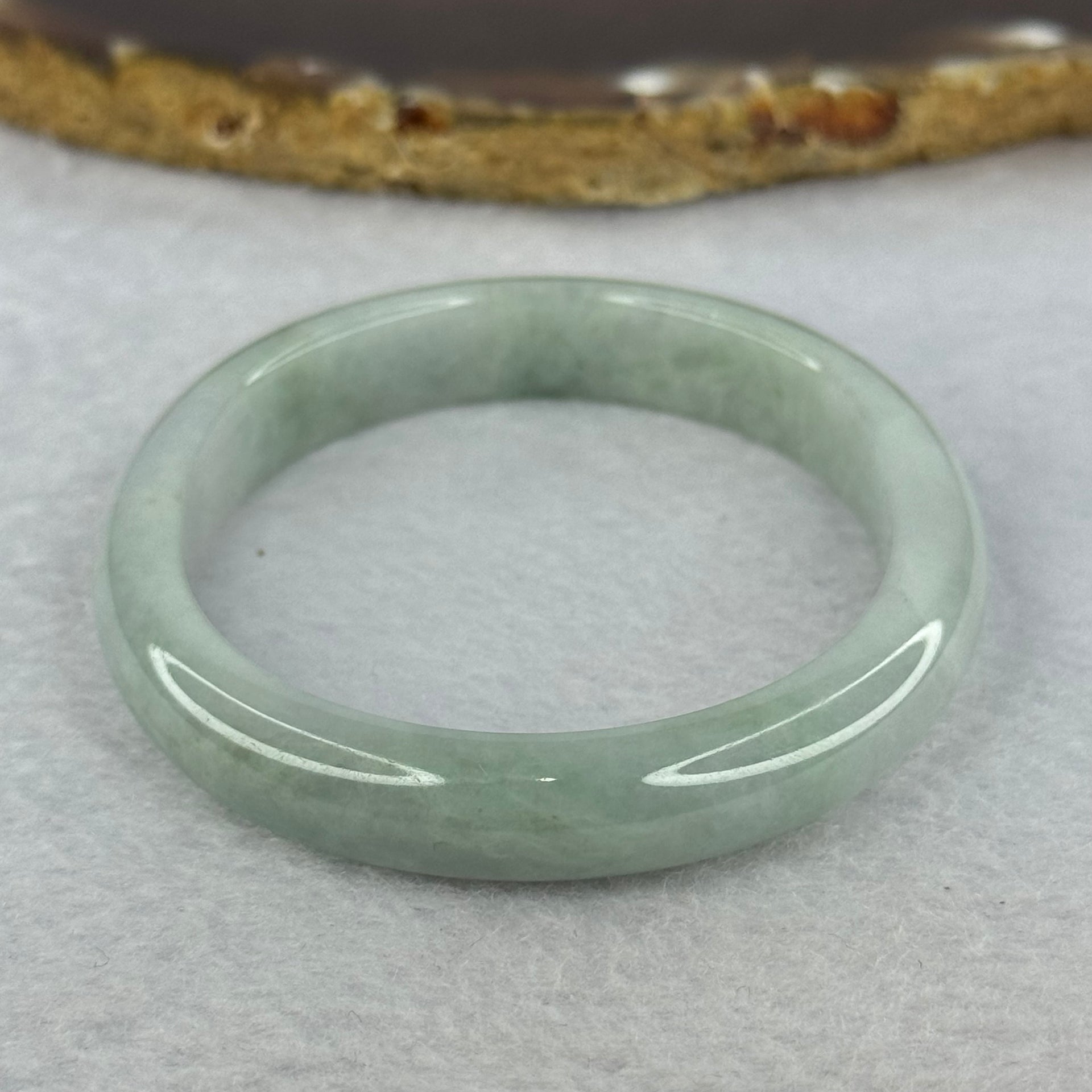 Type A Light Green Lavender Jadeite Oval Bangle 27.97g Internal Diameter 52.08mm 9.6 by 6.1mm (Very Slight External Rough) - Huangs Jadeite and Jewelry Pte Ltd