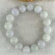 Type A Light Green with Light Lavender Jadeite Beads Bracelet 51.29g 15.5cm 12.3mm 16 Beads - Huangs Jadeite and Jewelry Pte Ltd