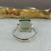 Type A Icy Blueish Green Jadeite with Crystals in S925 Sliver Ring (Adjustable Size) 2.95g 10.1 by 7.6 by 2.0mm - Huangs Jadeite and Jewelry Pte Ltd
