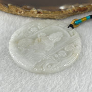 Natural Type A Faint Lavender Faint Green with Red Spots Jadeite Guan Yin Bodhisattva or Siṃhanāda Avalokiteśvara or Guanyin on Lion Roar Pendant 28.42g 51.0 by 5.6mm - Huangs Jadeite and Jewelry Pte Ltd