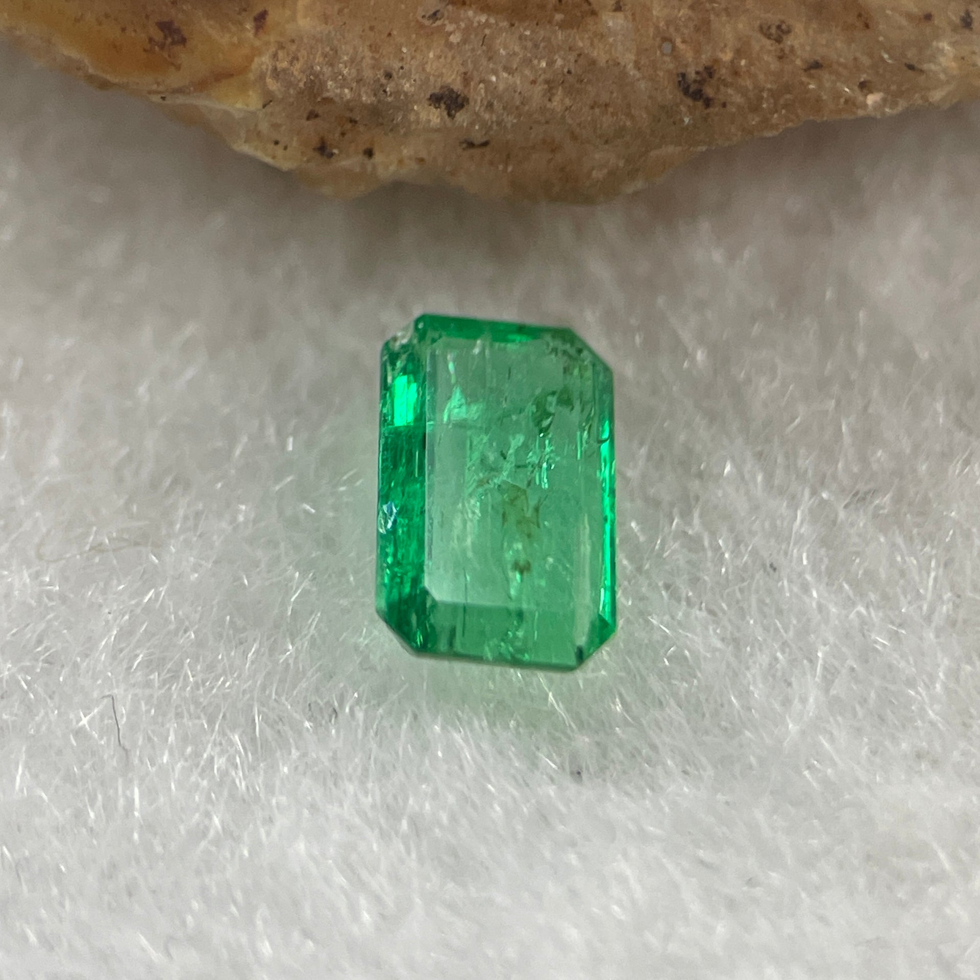 Natural Colombia Vivid Green Emerald (Beryl) Cut-Cornered Rectangular Step cut 0.42ct 6.3 by 3.9 by 1.9mm - Huangs Jadeite and Jewelry Pte Ltd