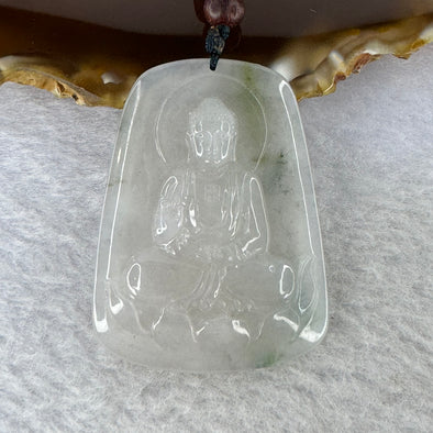 Type A Light Greyish Lavender with Green Patches Jadeite Buddha Pendent 22.55g 46.0 by 34.8 by 5.9 mm - Huangs Jadeite and Jewelry Pte Ltd