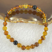 Natural Mixed Color Amber Beads Bracelet 3.66g 15cm 6.3mm 29 Beads - Huangs Jadeite and Jewelry Pte Ltd