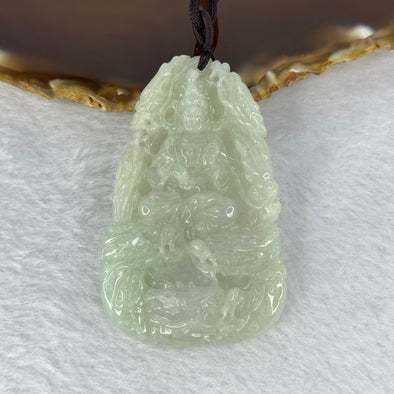 Type A Light Green Lavender Jadeite Guan Yin with 9 Dragons Pendent 51.21g 65.5 by 41.3 by 10.3mm - Huangs Jadeite and Jewelry Pte Ltd