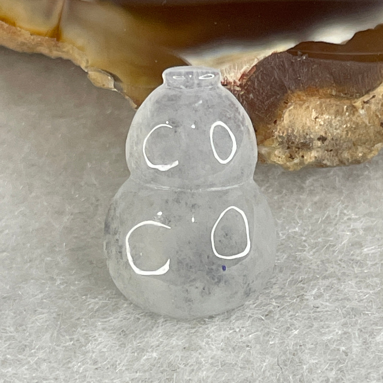 Natural Type A Icy Light Blueish Green Jadeite Hulu Stone | 15.7mm Carved Jade Gourd Loose Gemstone for Jewelry Setting (1.28g 15.7x10.6x4.9mm)