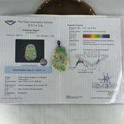 Type A Natural Light Green with Apple Green Jadeite 3D Dragon In Hollow Carving Pendant 27.58g 58.65 by 39.42 by 8.48mm with NGI Cert No. 16824716 - Huangs Jadeite and Jewelry Pte Ltd