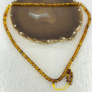 Natural Golden Flower Amber Beads Necklace 天然金珀项链 15.83g 56cm 6.9mm 107 Beads - Huangs Jadeite and Jewelry Pte Ltd