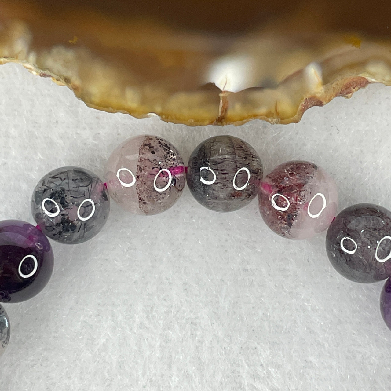 Certified Above-Average Grade Natural Super 7 Crystal Beads Bracelet | High-Fluidity Crystalline Strand | Authentic Sacred Seven Multi-Mineral Inclusions Quartz Spiritual Catalyst & Auric Shield Bracelet (19.98g | 15.5cm Length | 8.9mm | 22 Beads)