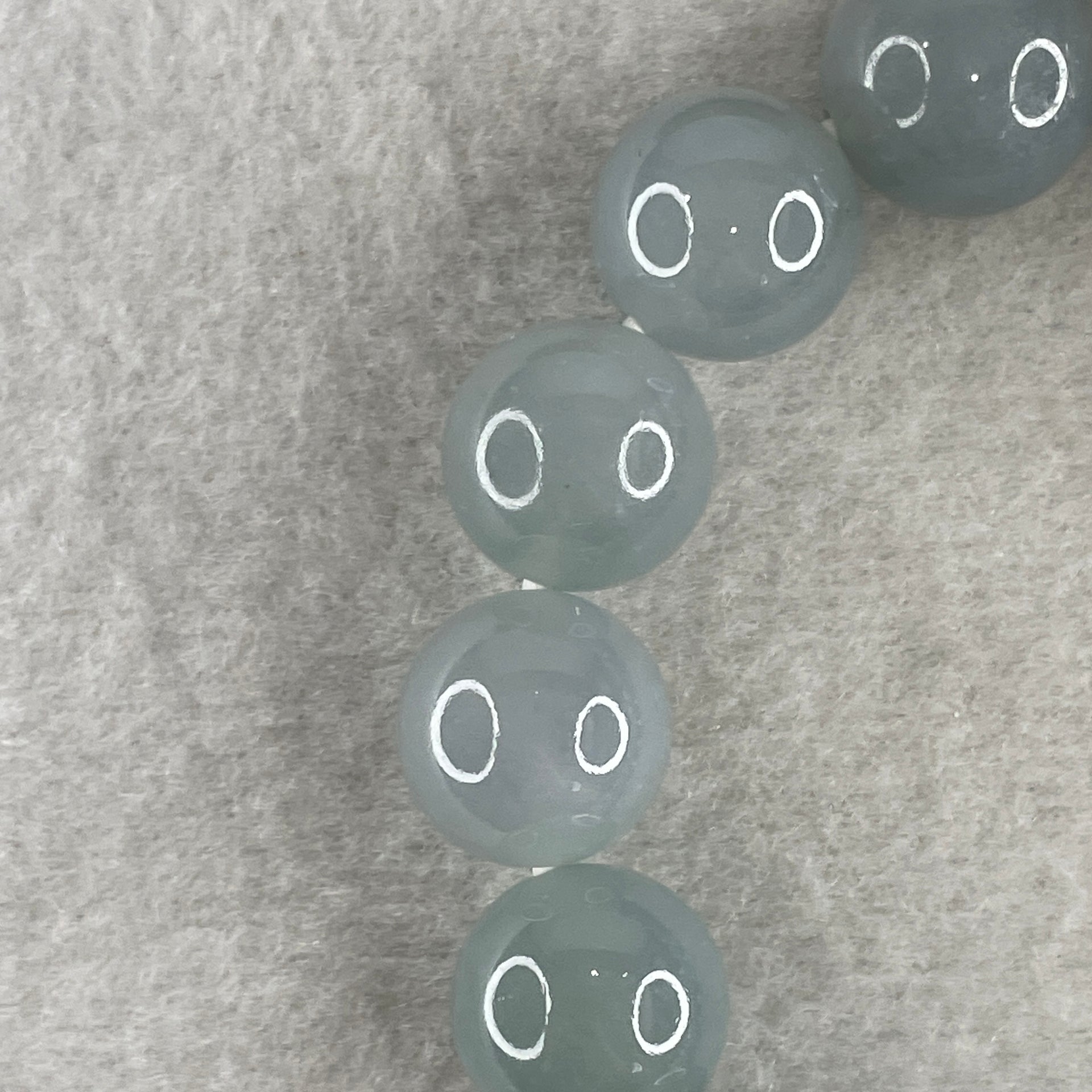 Type A High Quality Faint Grey & Lavender Jade Jadeite Beads Bracelet - 77.9g 14.5mm/bead 16 beads 18cm - Huangs Jadeite and Jewelry Pte Ltd