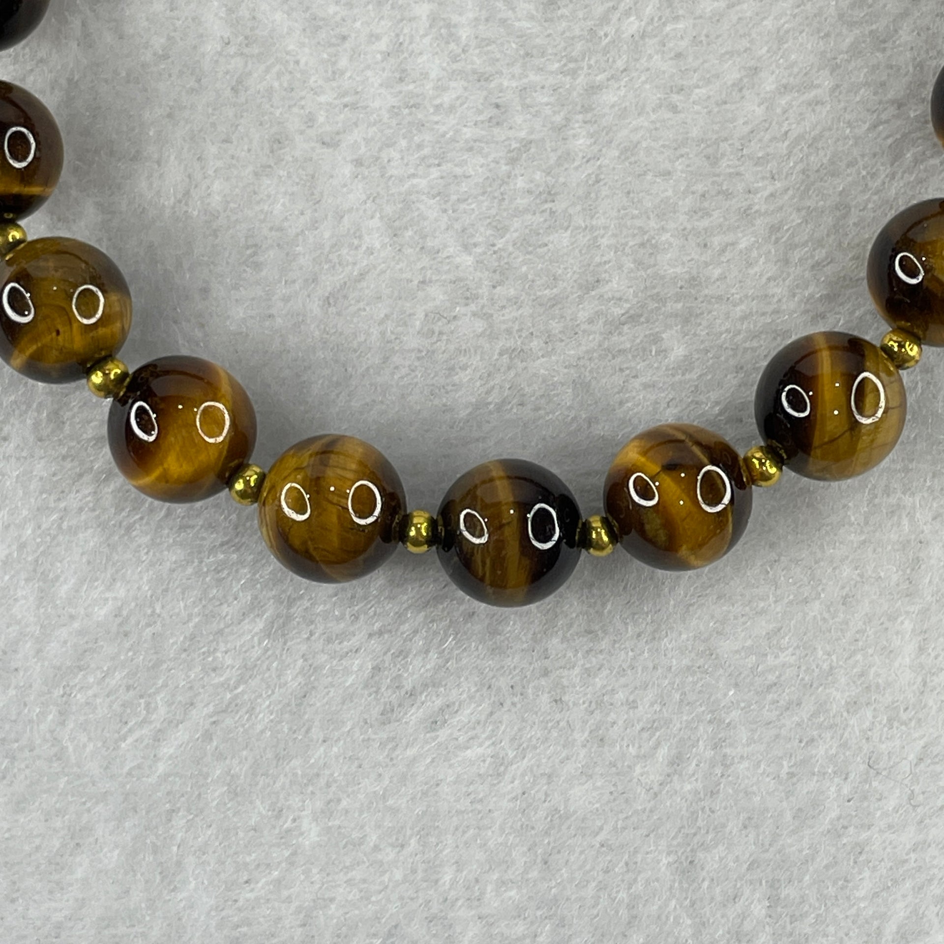 Natural Yellow Tiger's Eye Quartz Beads Bracelet with Charm 31.12g 21cm 10.4mm 20Beads - Huangs Jadeite and Jewelry Pte Ltd