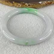 Type A Faint Lavender with Emerald Green Piao Hua Jadeite Floral Bangle 35.49g Internal Diameter 56.1mm 8.1 by 8.3mm - Huangs Jadeite and Jewelry Pte Ltd