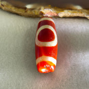 Natural Powerful Tibetan Old Oily Red White Agate One Eye Gold Metal Element Dzi Bead Heavenly Master (Tian Zhu) 一眼金天珠 10.81g 38.0 by 13.5mm - Huangs Jadeite and Jewelry Pte Ltd