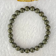 Natural Pyrite Beads Bracelet 天然黄铁矿手链 13.77g 13cm 6.5mm 25 Beads - Huangs Jadeite and Jewelry Pte Ltd