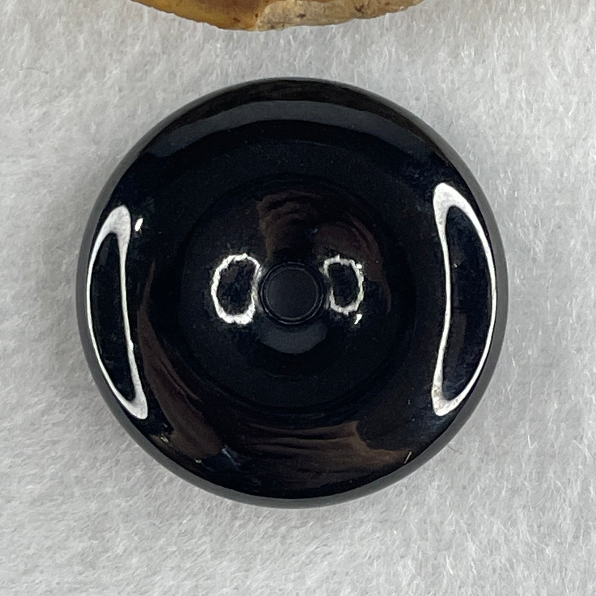 Type A Opaque Black Omphacite Jadeite Ping An Kou Donut Pendant 15.28g 30.0 by 7.7mm - Huangs Jadeite and Jewelry Pte Ltd