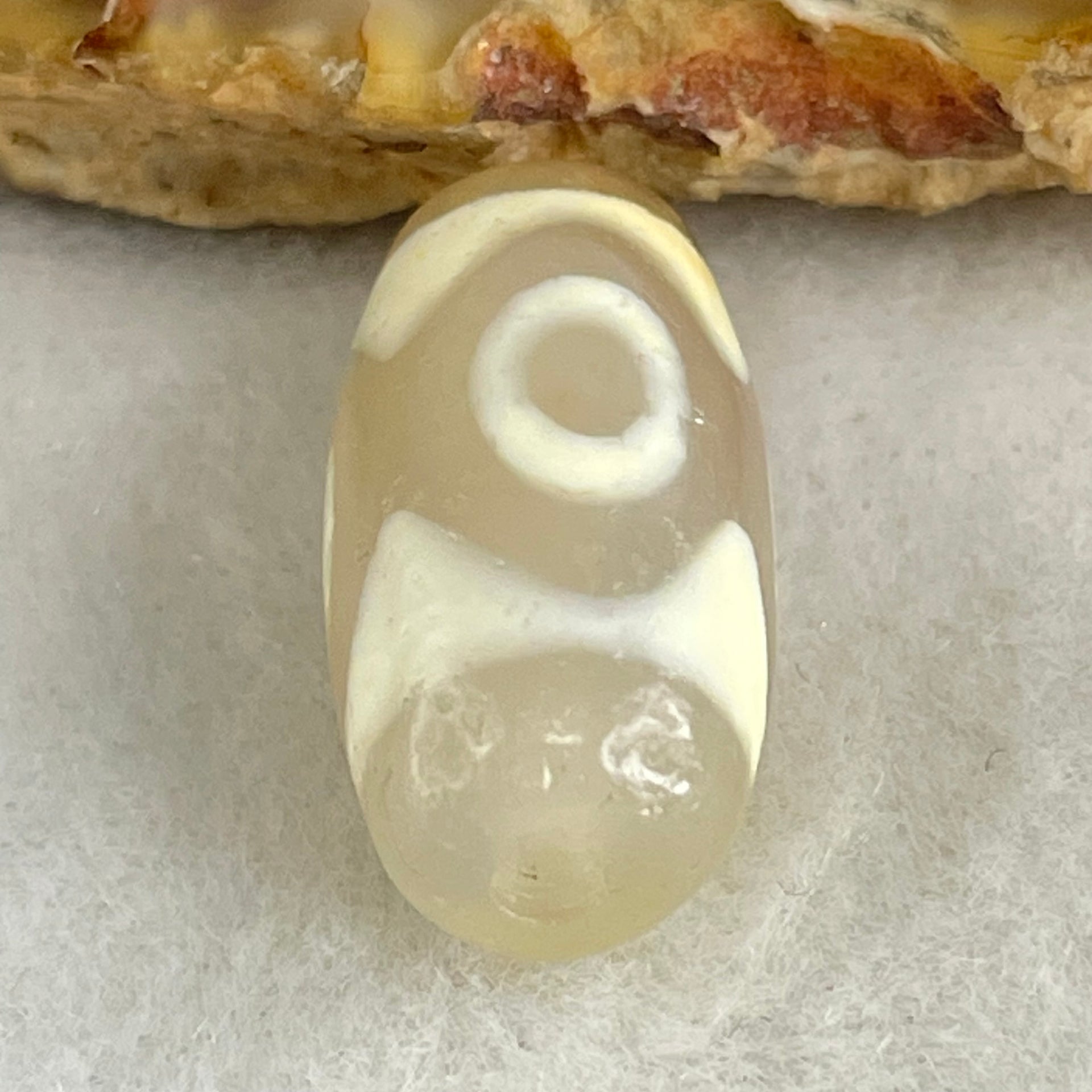 Natural Powerful Tibetan Old Oily Agate 3 Eyes Dzi Bead Heavenly Master (Tian Zhu) 三眼天诛 3.27g 20.1 by 10.4mm - Huangs Jadeite and Jewelry Pte Ltd